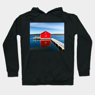 Red Boathouse on Lake Hoodie